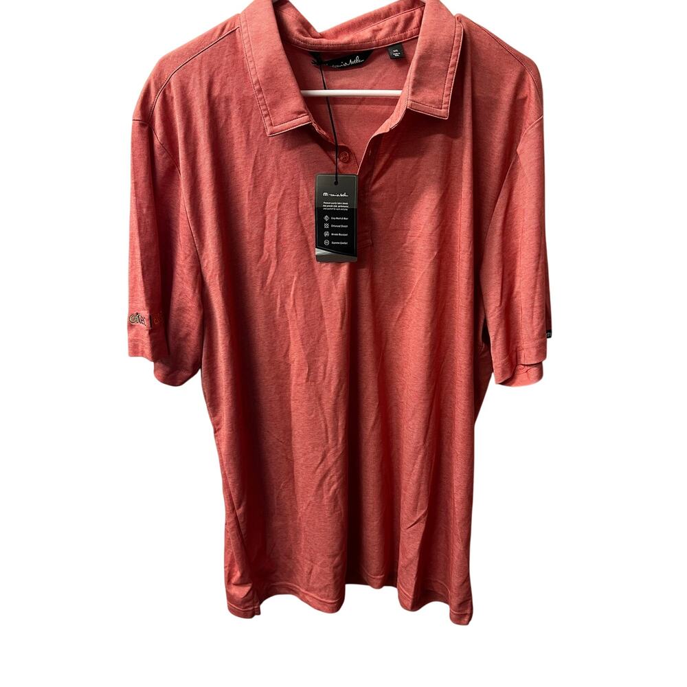 Travis Mathew ATEC EOS Polo Shirt Mens XXL Pink Performance Golf Stretch NWT